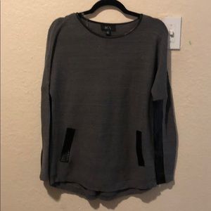 Leather sleeve sweater